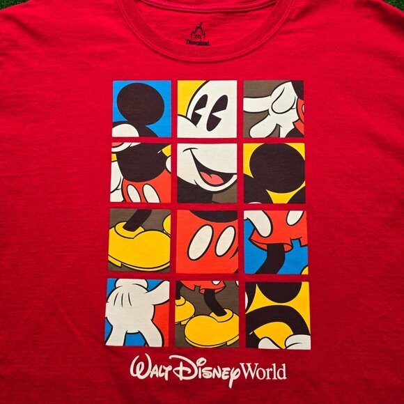 Walt Disney World Tshirt Mens 2XL Red Short Sleeve Mickey Mouse Slide Puzzle‎ - Picture 2 of 7